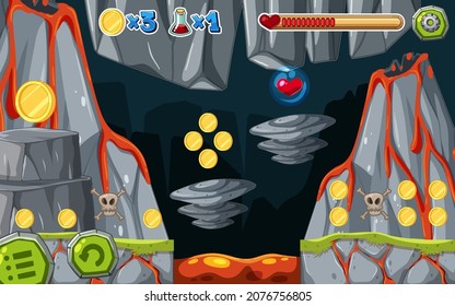 Game Template Stone Cave Scene illustration