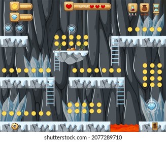 Game Template Stone Cave Scene illustration