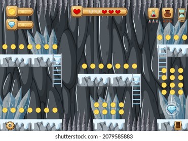 Game Template Stone Cave Scene illustration