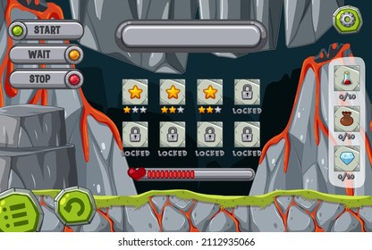 Game Template Stone Cave Scene illustration