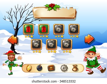 Game template with two elves illustration
