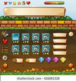 Plantilla de juego con ilustración de escena subterránea