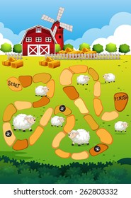 Game template with view of farm in the background