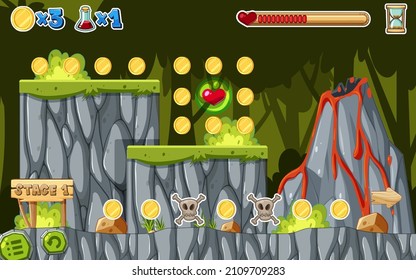 A Game Template Volcano Scene illustration