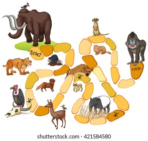 Game template with wild animals illustration
