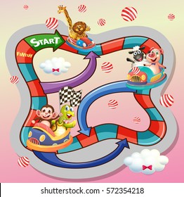 Game template with wild animals illustration