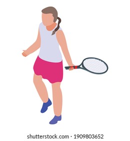 Game tennis player icon. Isometric of game tennis player vector icon for web design isolated on white background