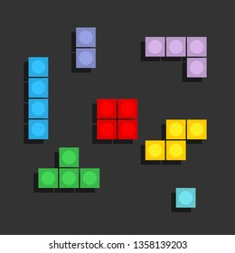 Game Tetris pixel bricks. Colorfull Game background. Eps10