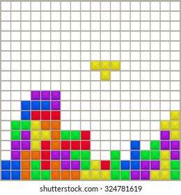 Game tetris square template. Brick game pieces. Vector illustration.