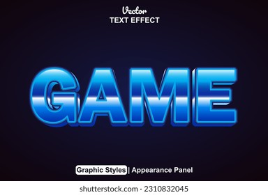 game text effect with blue color graphic style editable.