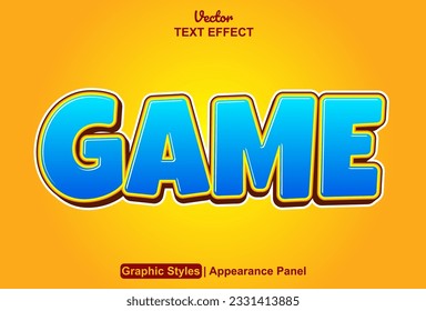 game text effect with blue color graphic style editable.