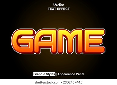 game text effect with orange color graphic style editable.