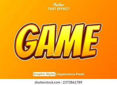 game text effect with orange color graphic style editable.