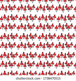Game texture seamless vector illustration mushrooms fly agaric. Drawing arcade pattern background modern