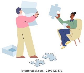 Ilustración vectorial de la terapia de juegos. La metáfora de la terapia de juegos resalta los juegos de poder transformadores en ambientes terapéuticos Profesionales en terapia de juegos proporcionan orientación especializada y experiencia