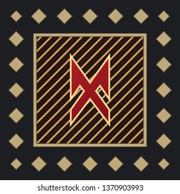 Game of Thrones styled icon. Crossed spears symbol in golden frame for icons in medieval style.