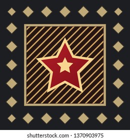 Game of Thrones styled icon. Star symbol in golden frame for icons in medieval style.