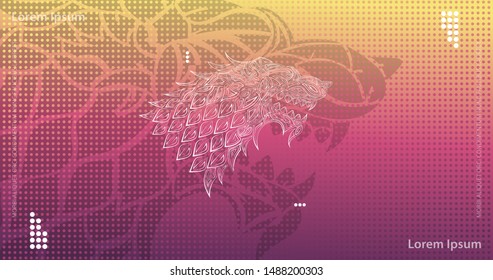 Game of Thrones Winter wolf stark poster. Snow Wolf head symbol. Abstract animal print design with techno background