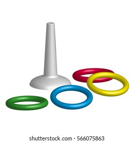 Game throwing rings toys in 3D, vector