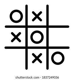 Game Tactoe Symbol im trendigen Silhouette Stil. Vektorgrafik einzeln auf weißem Hintergrund.