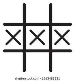 Game tic tac toe icon in trendy silhouette style design. Tic tac toe simple icon. Vector illustration. isolated on white and black background. eps10
