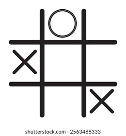 Game tic tac toe icon in trendy silhouette style design. Tic tac toe simple icon. Vector illustration. isolated on white and black background. eps10
