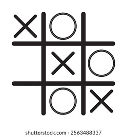 Game tic tac toe icon in trendy silhouette style design. Tic tac toe simple icon. Vector illustration. isolated on white and black background. eps10
