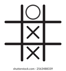 Game tic tac toe icon in trendy silhouette style design. Tic tac toe simple icon. Vector illustration. isolated on white and black background. eps10
