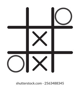 Game tic tac toe icon in trendy silhouette style design. Tic tac toe simple icon. Vector illustration. isolated on white and black background. eps10
