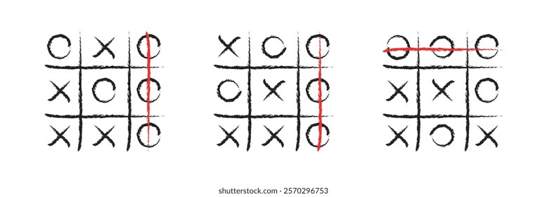 Game tic tac toe icon. Pixel perfect black thin line icon of tic tac toe. Noughts and crosses sign. Xs Os game symbol. Outline XOXO linear pictogram. Tick tack toe.