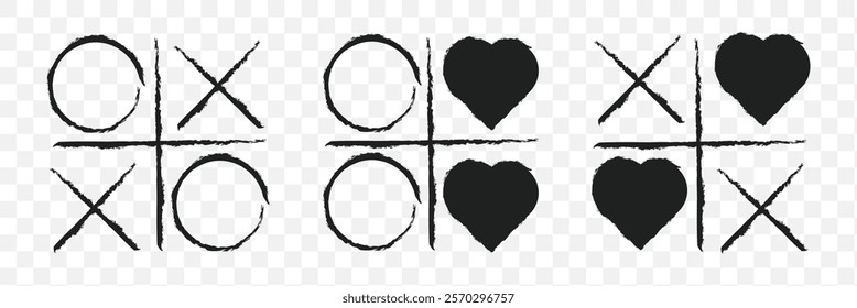 Game tic tac toe icon. Pixel perfect black thin line icon of tic tac toe. Noughts and crosses sign. Xs Os game symbol. Outline XOXO linear pictogram. Tick tack toe.