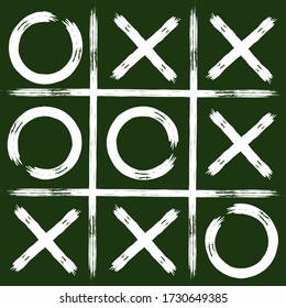 Juego Tic Tac Toe. Tic-tac-toe en estilo grunge. Icono de juego de mesa y cruza el juego de mesa aislado. Ilustración del vector