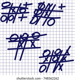 A game of "Tic-Tac-Toe" against a background in the cage.
