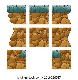 game tile set background contains rock and stone for creating game,  
isolated on white background