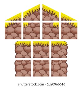 game tile set background containsrock, wall, for creating game,  
isolated on white background
