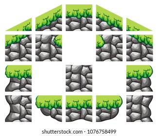 game tile set platform for creating 2D game, isolated on white background