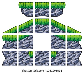 game tile set platform for creating 2D game, isolated on white background