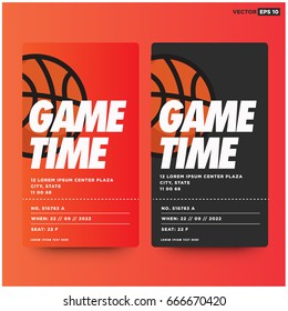 Game Time Basketball Event Ticket Card Design With Seat and Venue Details