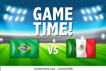Um tempo de jogo Brasil vs México modelo ilustração