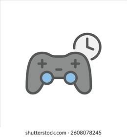 Game Time filled outline icon. gaming color line illustration.