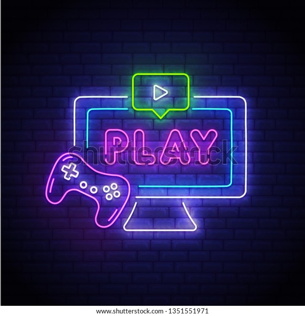 Game Time Logo Game Joystick Neon Stock Vector (Royalty Free ...