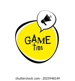 Game time sign on white background