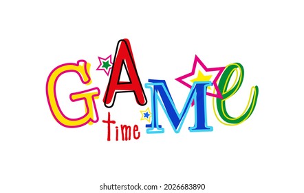 Game time sign on white background