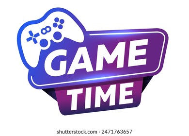 Game time sign on a white background. Game emblem for business, marketing and advertising. Label With Joypad Icon And Text Game Time.