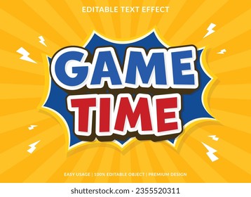 game time text effect template design with 3d style use for business brand and logo