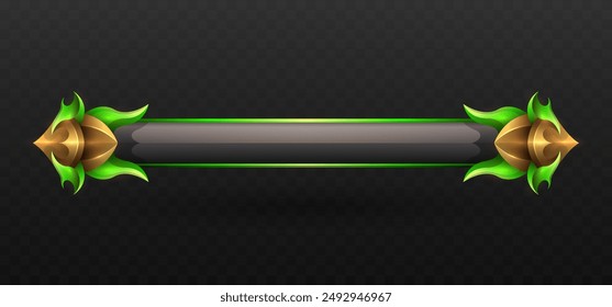 Game Title Lower Third Banner with Gold and Green Borders for Fantasy Game UI Designs
