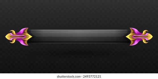 Game Title Lower Third Banner with Gold and Pink Borders for Fantasy Game UI Designs