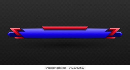 Título del juego Tercer Anuncio inferior en azul y rojo para Diseños de interfaz de usuario de juego Abstractas