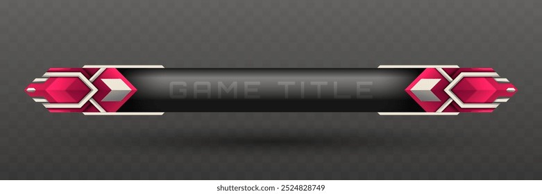 Game Title Lower Third Banner in Metallic black, Silver and Maroon Color Theme for Game UI Designs