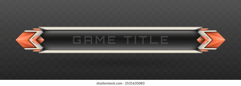 Game Title Lower Third Banner in Metallic black, Silver and Coral Color Theme for Game UI Designs